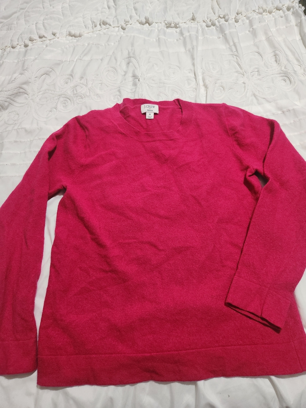 J. Crew Teddy Hot Pink Crewneck Sweater